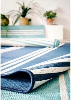 Discount In- und Outdoor Wende-Teppich mit Streifen Flachgewebe-Teppiche|Läufer