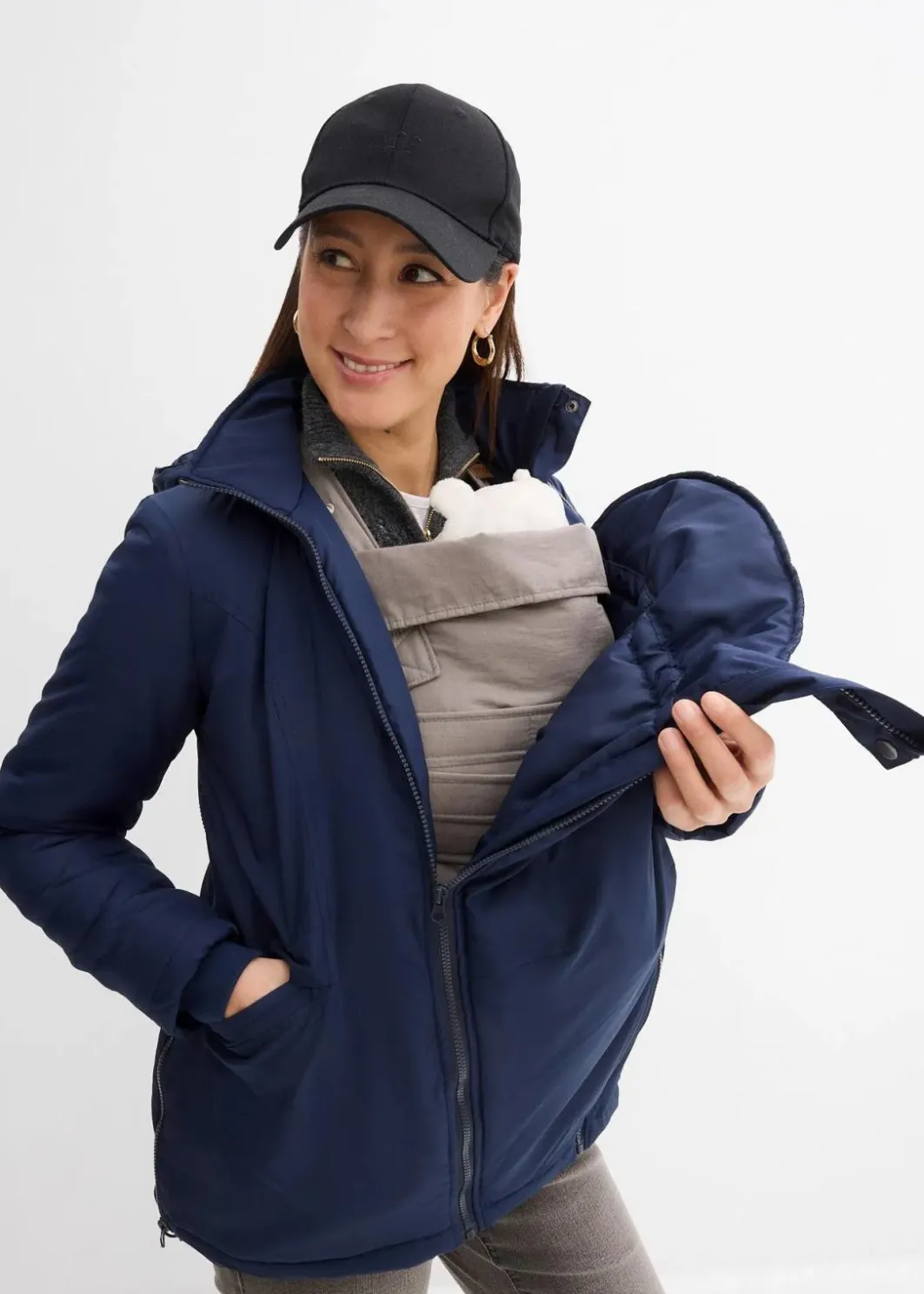 Damen bonprix Bekleidung·Blazer|Umstandsmode|3-in-1 wasserabweisende Umstandsjacke mit Trageeinsatz