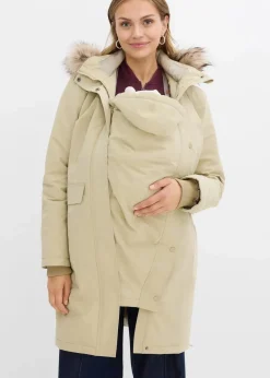 Damen bonprix Umstandsmode|Nachhaltigere Materialien|3-in-1 wind-und wasserdichter Umstandsmantel mit Trageeinsatz