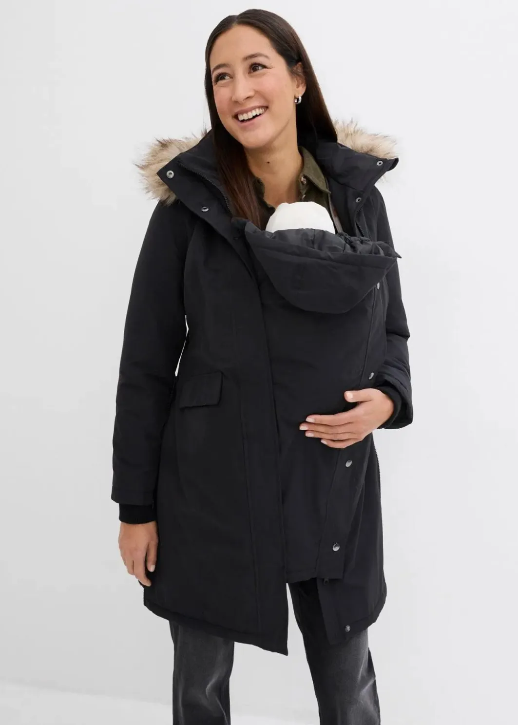 Damen bonprix Bekleidung·Blazer|Nachhaltigere Materialien|3-in-1 wind-und wasserdichter Umstandsmantel mit Trageeinsatz