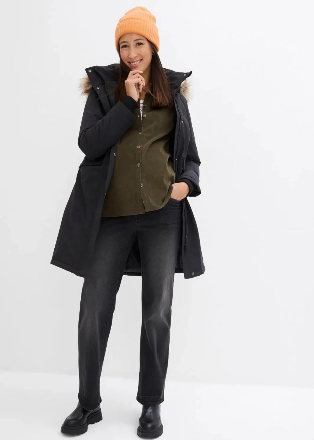 Damen bonprix Bekleidung·Blazer|Nachhaltigere Materialien|3-in-1 wind-und wasserdichter Umstandsmantel mit Trageeinsatz