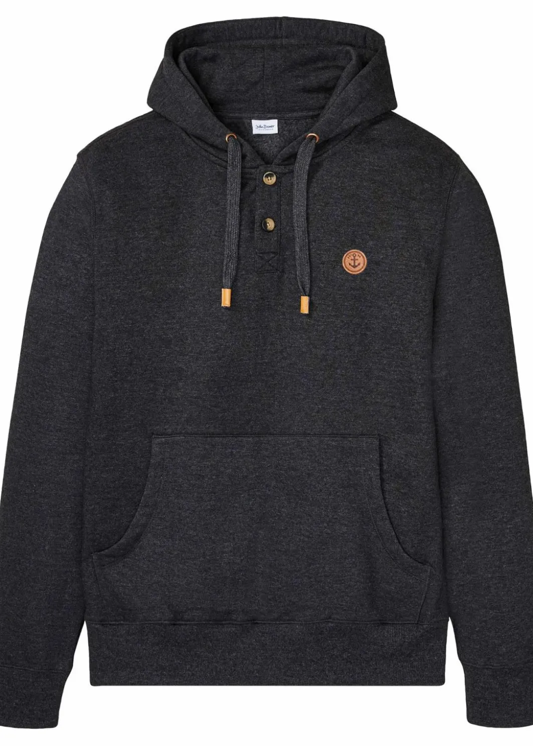 New innen weich angerautes Kapuzensweatshirt mit Lederimitat-Details Herren Sweat|Große Größen