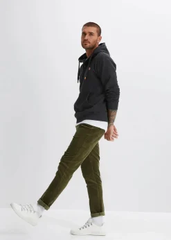 New innen weich angerautes Kapuzensweatshirt mit Lederimitat-Details Herren Sweat|Große Größen