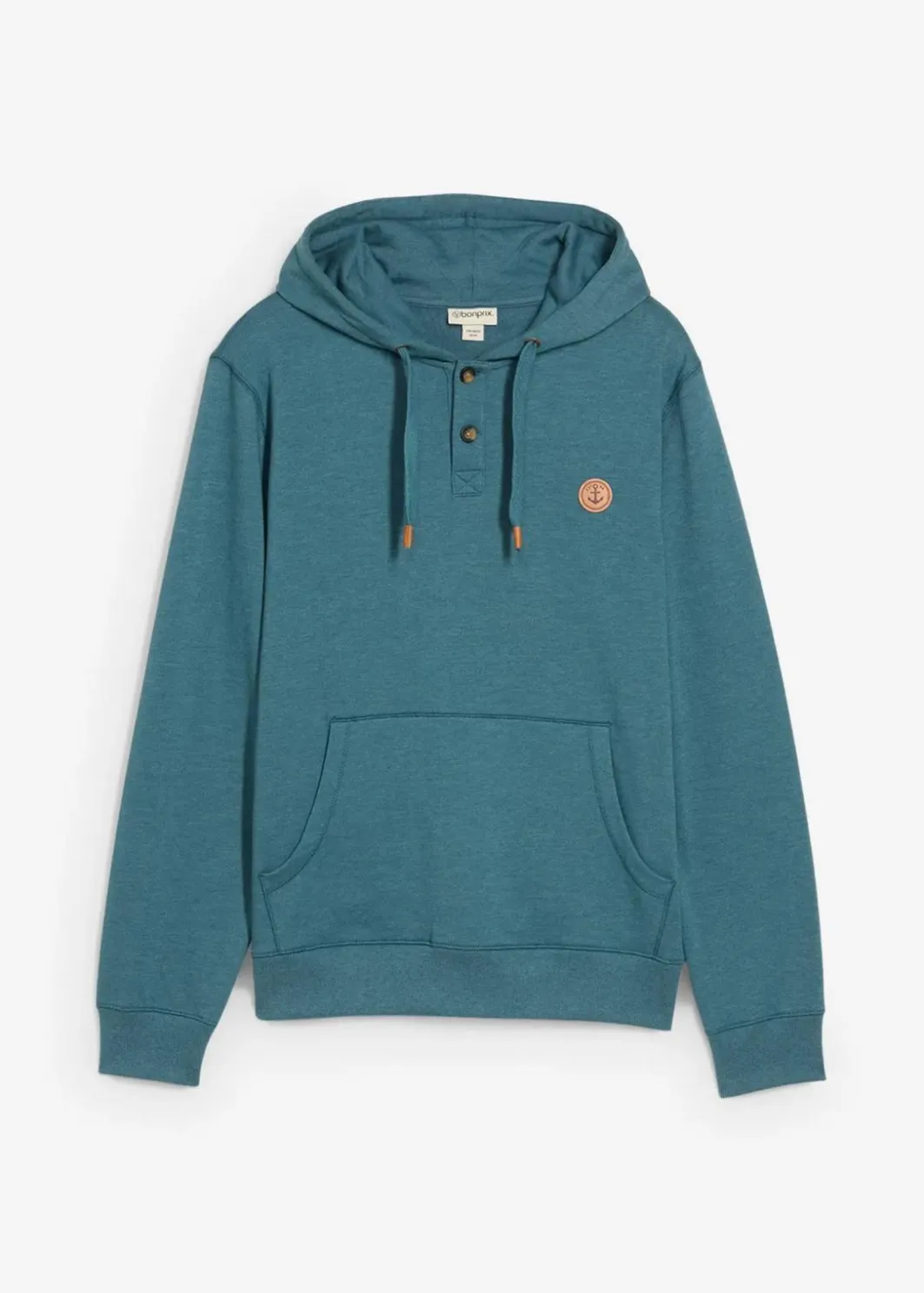 Herren bonprix Große Größen|Sweat|innen weich angerautes Kapuzensweatshirt mit Lederimitat-Details