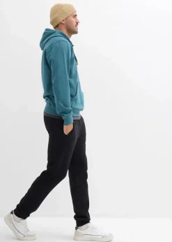Herren bonprix Große Größen|Sweat|innen weich angerautes Kapuzensweatshirt mit Lederimitat-Details
