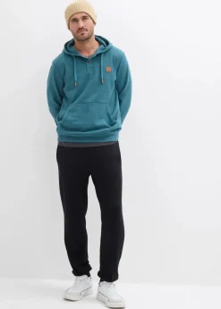 Herren bonprix Große Größen|Sweat|innen weich angerautes Kapuzensweatshirt mit Lederimitat-Details