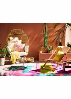 Outlet In-und Outdoor Teppich mit Blumenmotiv Flachgewebe-Teppiche