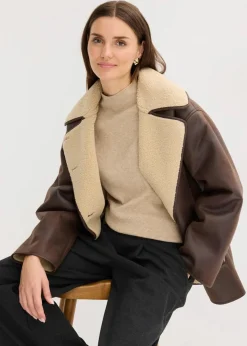 Damen bonprix Bekleidung·Hosen|Jacken & Mäntel|Jacke aus Lammfellimitat