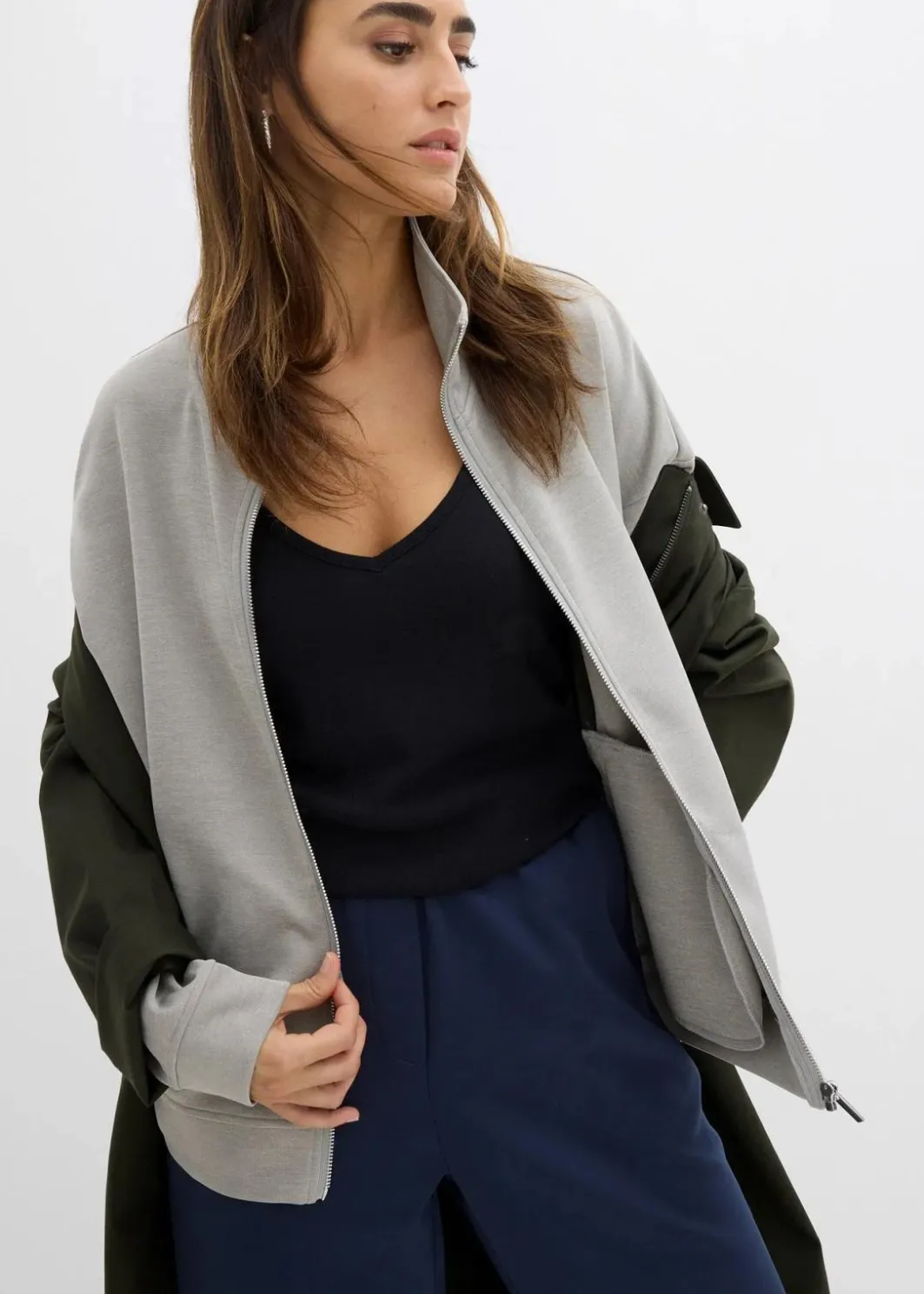 Outlet Jacke in Scuba Qualität mit Reißverschluss Damen Bekleidung·Röcke|Basics