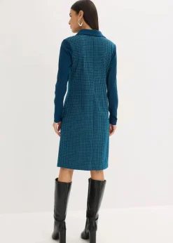 Damen bonprix Bekleidung·Pullover & Strickjacken|Kleider|Jacquard Kleid mit Kontrastkragen