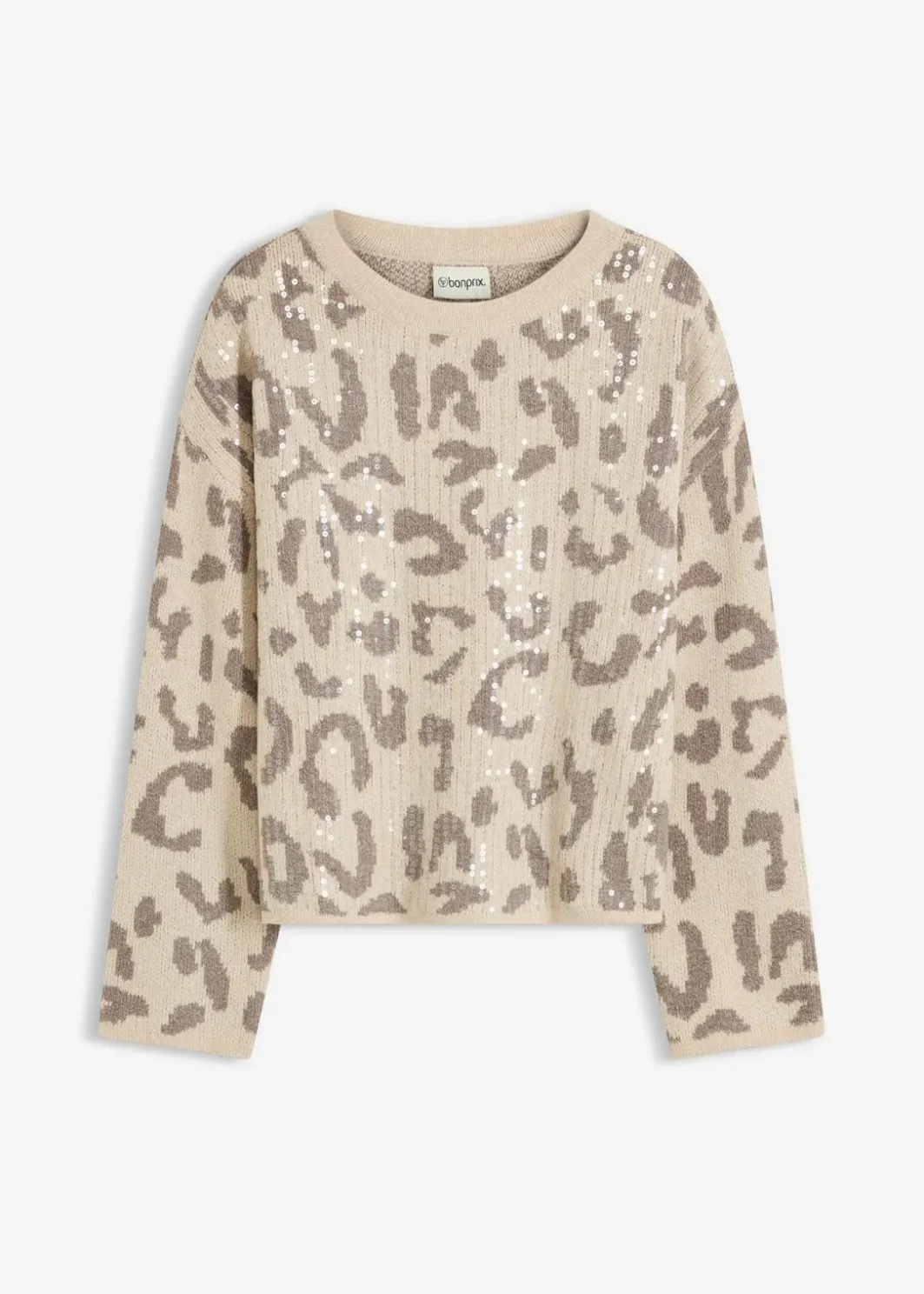 Hot Jacquard Oversize Pullover mit Pailletten Damen Bekleidung·Umstandsmode|Strickmode