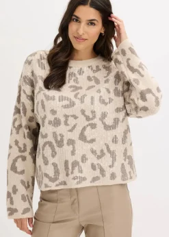 Hot Jacquard Oversize Pullover mit Pailletten Damen Bekleidung·Umstandsmode|Strickmode