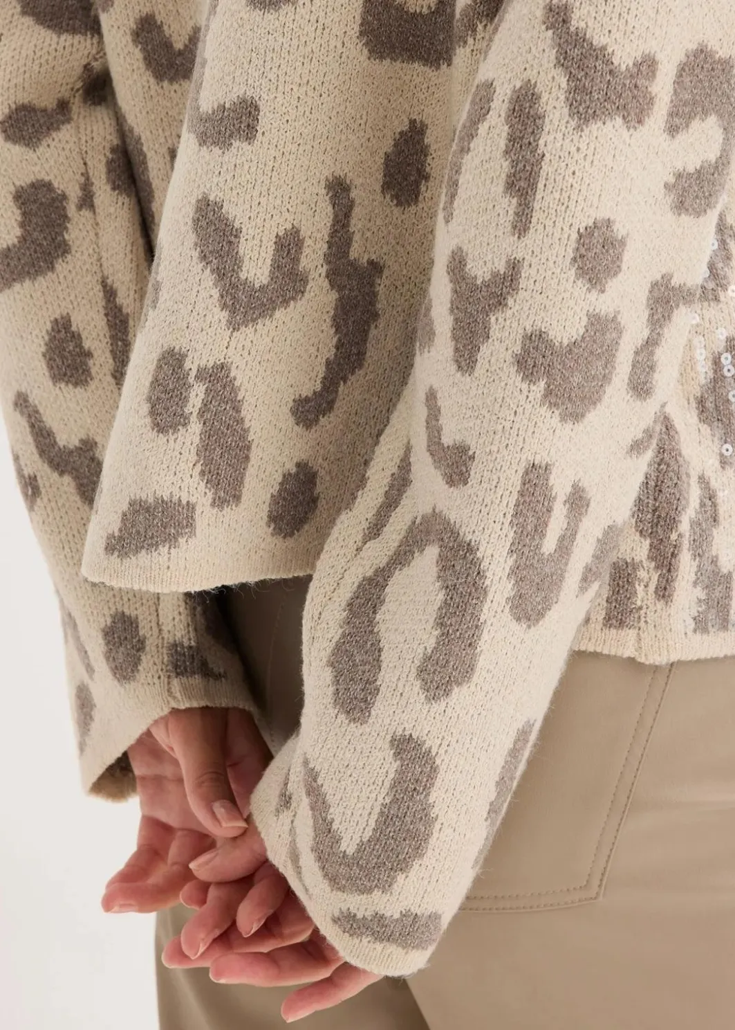 Hot Jacquard Oversize Pullover mit Pailletten Damen Bekleidung·Umstandsmode|Strickmode
