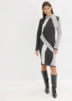 Jacquard-Strickkleid mit modernen Streifen Damen Bekleidung·Umstandsmode|Bekleidung·Pullover & Strickjacken