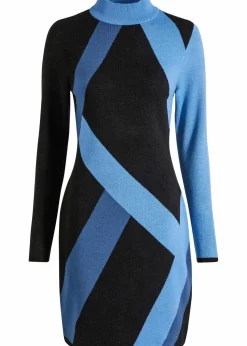 Damen bonprix Strickmode|Bekleidung·Pullover & Strickjacken|Jacquard-Strickkleid mit modernen Streifen