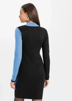 Damen bonprix Strickmode|Bekleidung·Pullover & Strickjacken|Jacquard-Strickkleid mit modernen Streifen