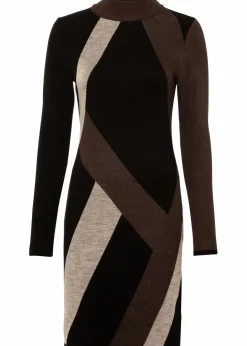 Discount Jacquard-Strickkleid mit modernen Streifen Damen Strickmode|Bekleidung·Pullover & Strickjacken