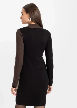 Discount Jacquard-Strickkleid mit modernen Streifen Damen Strickmode|Bekleidung·Pullover & Strickjacken