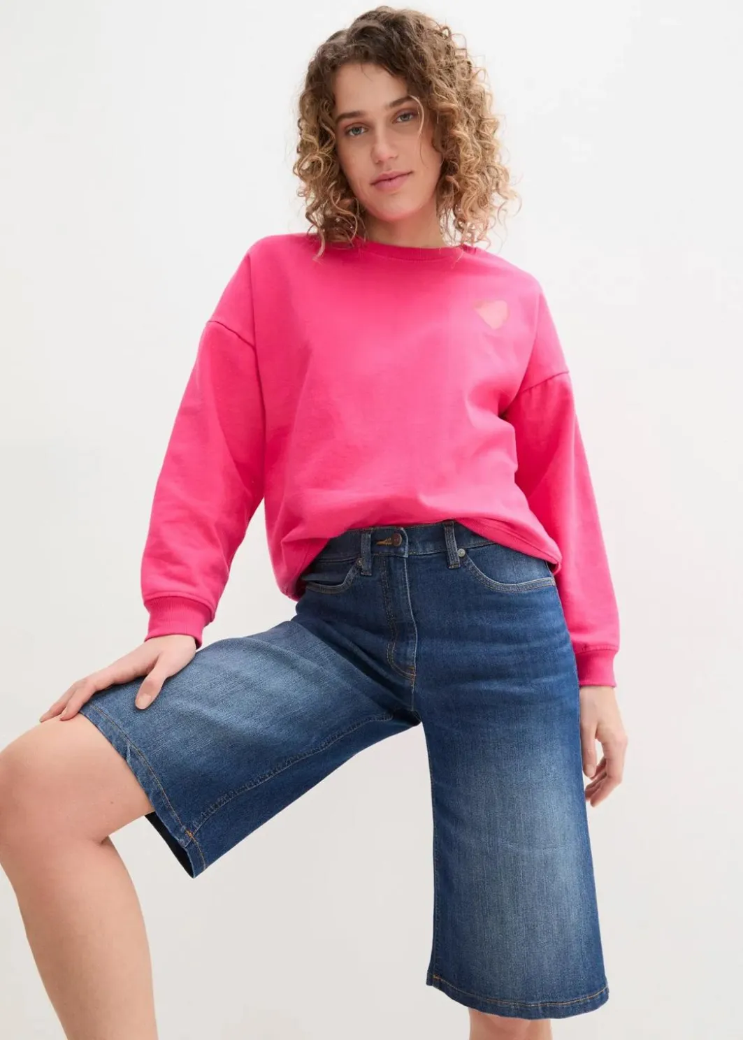 Damen bonprix Bekleidung·Outdoorbekleidung|Bekleidung·Shirts & Tops|Jeans Bermuda High Waist, Bequembund