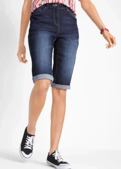 Damen bonprix Jeans|Shorts|Jeans Bermuda Mid Waist mit gekrempeltem Saum