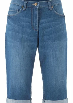 Damen bonprix Bekleidung·Outdoorbekleidung|Bekleidung·Shirts & Tops|Jeans Bermuda Mid Waist mit gekrempeltem Saum