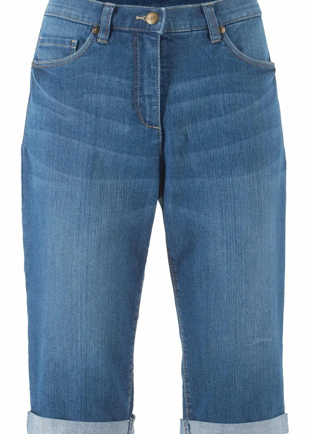 Damen bonprix Bekleidung·Outdoorbekleidung|Bekleidung·Shirts & Tops|Jeans Bermuda Mid Waist mit gekrempeltem Saum