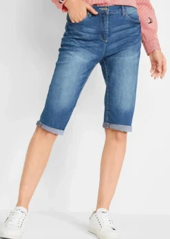 Damen bonprix Bekleidung·Outdoorbekleidung|Bekleidung·Shirts & Tops|Jeans Bermuda Mid Waist mit gekrempeltem Saum