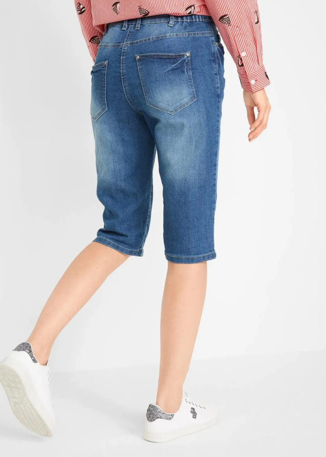 Damen bonprix Bekleidung·Outdoorbekleidung|Bekleidung·Shirts & Tops|Jeans Bermuda Mid Waist mit gekrempeltem Saum