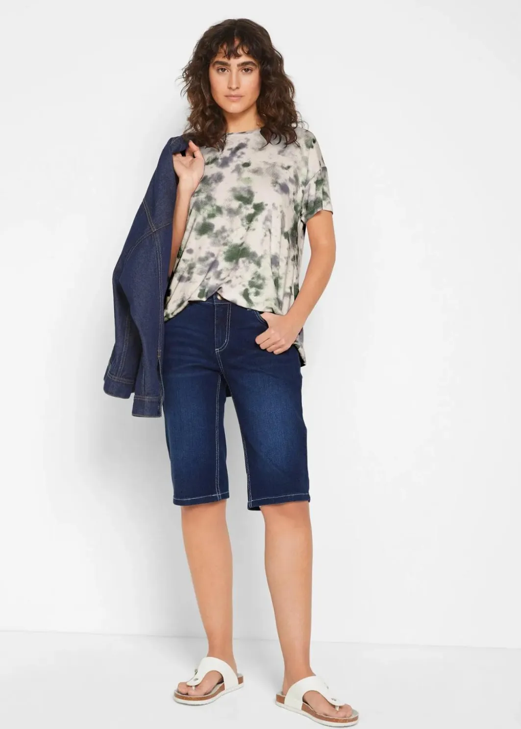 Best Jeans Bermuda Mid Waist, Stretch Damen Jeans|Bekleidung·Shirts & Tops