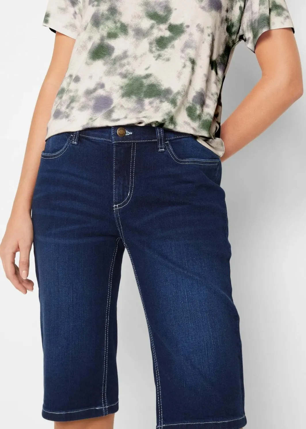 Best Jeans Bermuda Mid Waist, Stretch Damen Jeans|Bekleidung·Shirts & Tops