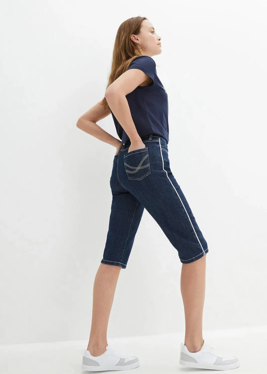 Damen bonprix Bekleidung·Outdoorbekleidung|Bekleidung·Shirts & Tops|Jeans Bermuda Slim Fit High Waist