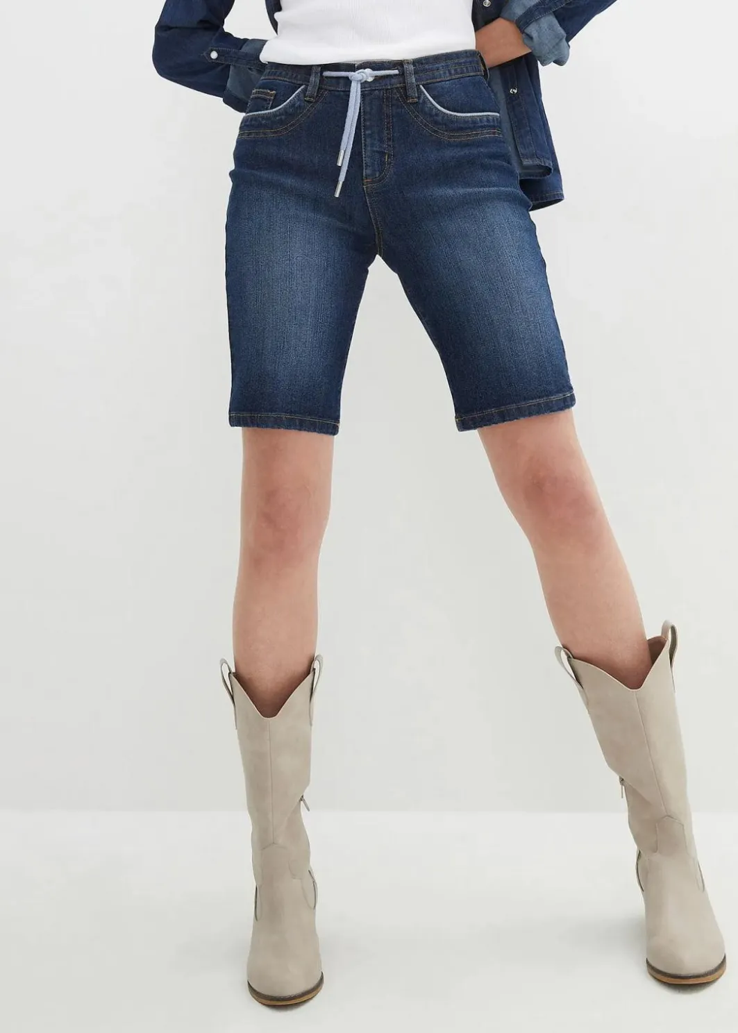 Outlet Jeans Bermuda Slim Fit Mid Waist Damen Jeans|Shorts