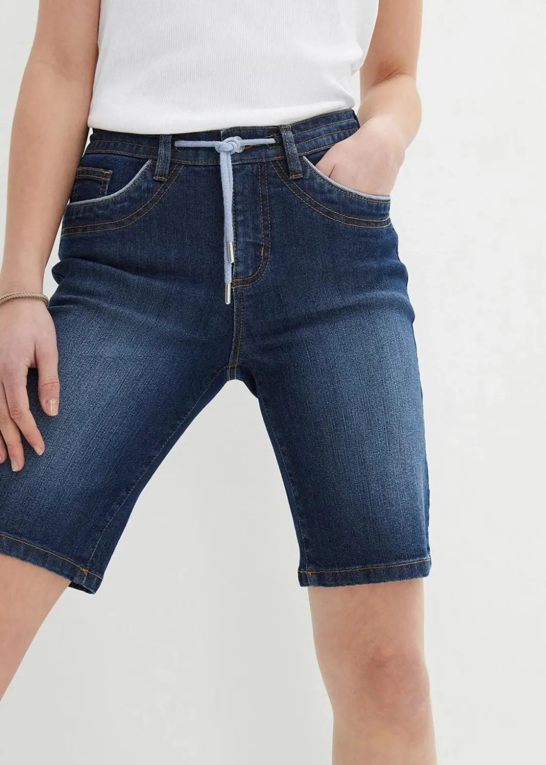 Outlet Jeans Bermuda Slim Fit Mid Waist Damen Jeans|Shorts