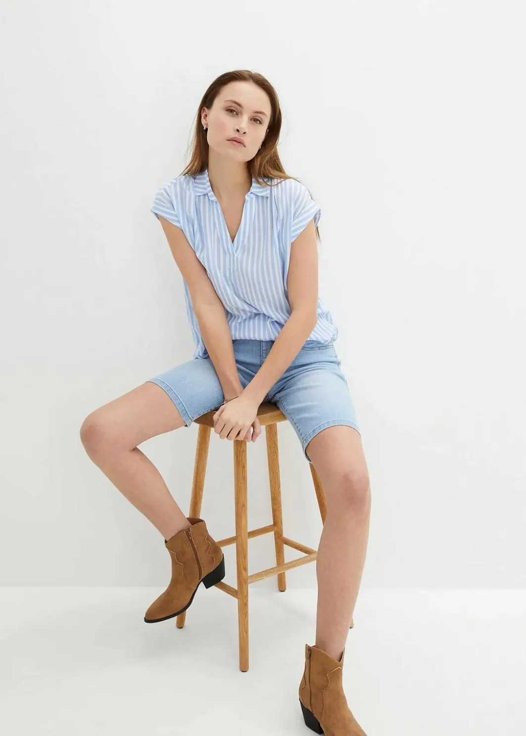 Online Jeans Bermuda Slim Fit Mid Waist Damen Jeans|Shorts