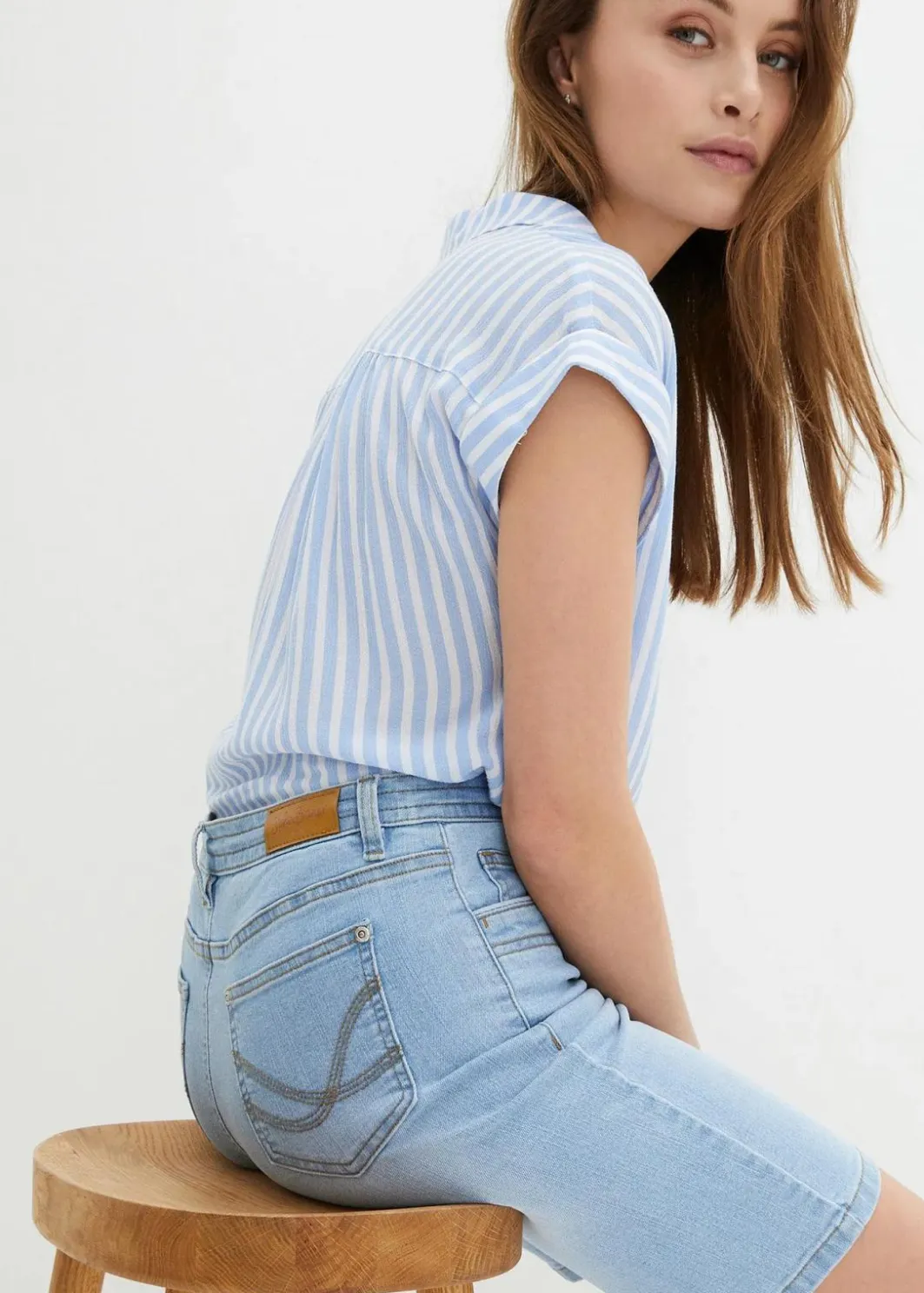 Online Jeans Bermuda Slim Fit Mid Waist Damen Jeans|Shorts