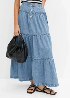 Sale Jeans Stufenrock mit Knopfleiste Damen Bekleidung·Sportbekleidung|Röcke