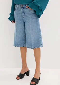Damen bonprix Bekleidung·Outdoorbekleidung|Bekleidung·Shirts & Tops|Jeans-Bermuda Mid Waist, Low Stretch