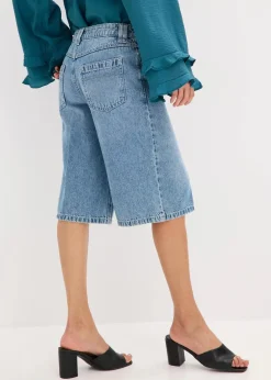 Damen bonprix Bekleidung·Outdoorbekleidung|Bekleidung·Shirts & Tops|Jeans-Bermuda Mid Waist, Low Stretch
