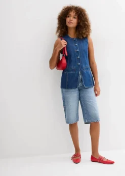 Damen bonprix Bekleidung·Outdoorbekleidung|Bekleidung·Shirts & Tops|Jeans-Bermuda Mid Waist, Low Stretch
