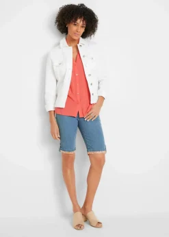 Discount Jeans-Bermuda mit farbigem Aufschlag Damen Bekleidung·Outdoorbekleidung|Shorts