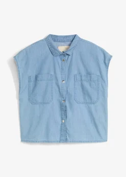 Outlet Jeansbluse aus fließender Baumwolle Kinder Mädchen 9-16 Jahre·Shirts & Blusen|Mädchen 2-8 Jahre·Nachhaltigere Materialien