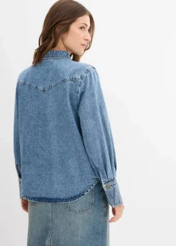Outlet Jeansbluse aus reiner Baumwolle Damen Bekleidung·Jacken & Mäntel|Blusen & Tuniken