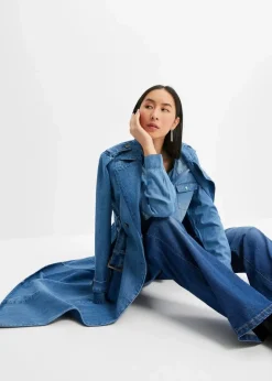 Damen bonprix Bekleidung·Jacken & Mäntel|Blusen & Tuniken|Jeansbluse mit Druckknöpfen, Langarm