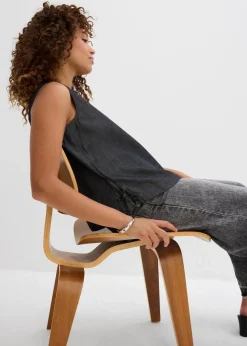 Outlet Jeans-Blusentop aus Bio-Baumwolle Damen Blusen & Tuniken|Shirts & Tops