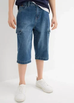 Online Jeans-Cargobermuda mit verstellbarem Bund, Loose Fit Kinder Jungen 9-16 Jahre·Shorts|Jungen 9-16 Jahre·Jeans