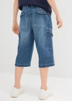 Online Jeans-Cargobermuda mit verstellbarem Bund, Loose Fit Kinder Jungen 9-16 Jahre·Shorts|Jungen 9-16 Jahre·Jeans