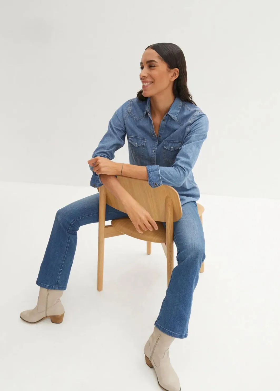 Outlet Jeanshemd Damen Bekleidung·Jacken & Mäntel|Blusen & Tuniken