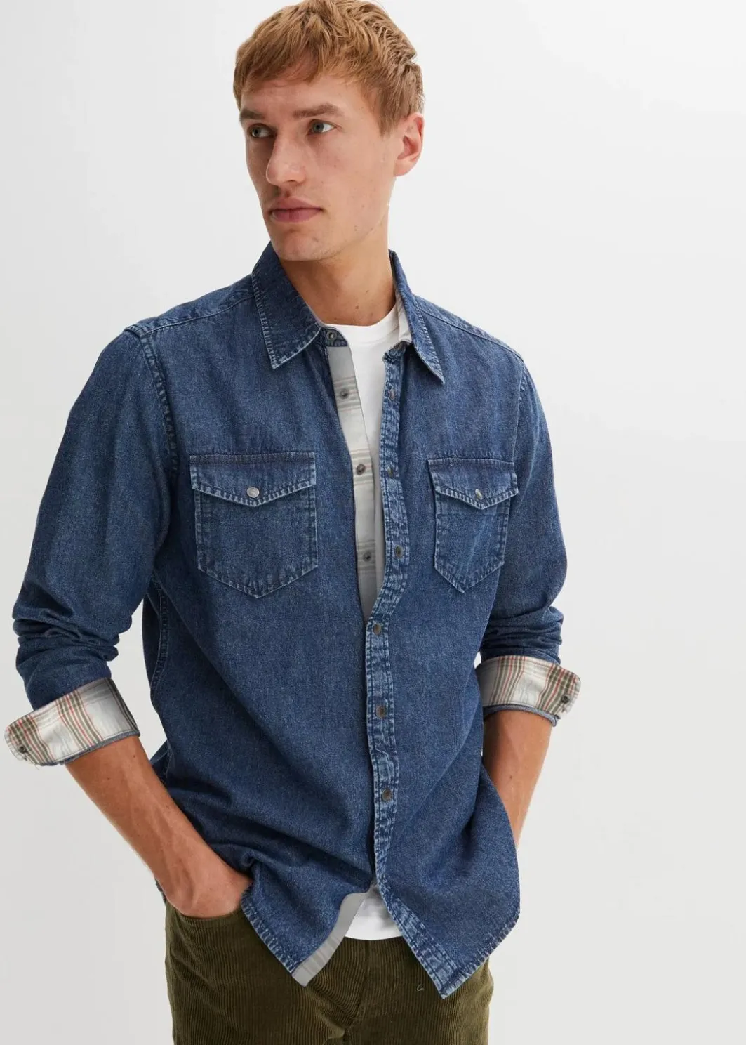Herren bonprix Hemden|Große Größen|Jeanshemd aus reiner Baumwolle