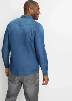 Discount Jeanshemd, Slim Fit aus reiner Bio-Baumwolle Herren Große Größen|Hemden