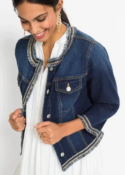 Online Jeansjacke mit Fransen Damen Bekleidung·Hosen|Jacken & Mäntel
